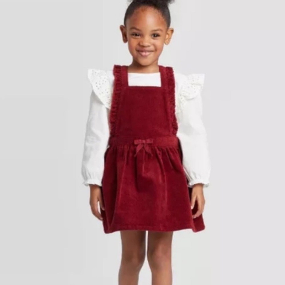Cat & Jack Burgundy Maroon Corduroy Pinafore / Jumper